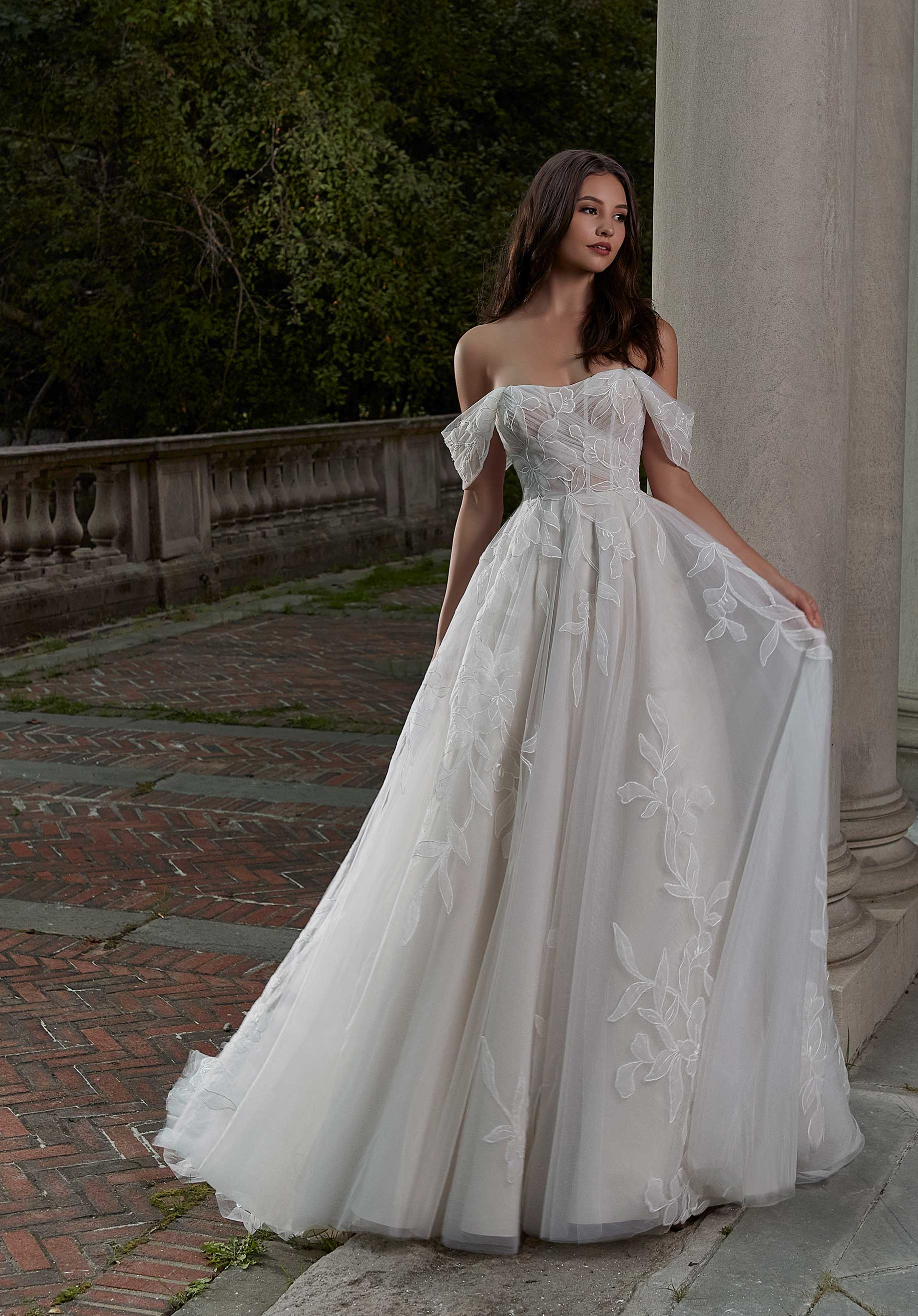 floral detail boho wedding dress ideas