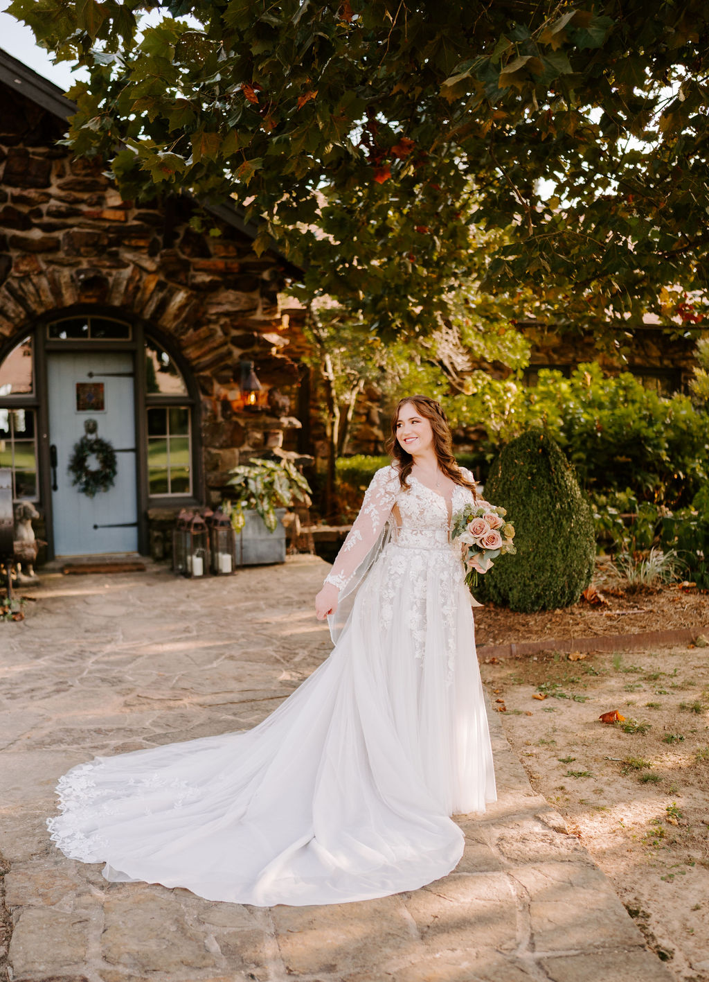 real boho bride wearing rosa wedding dress